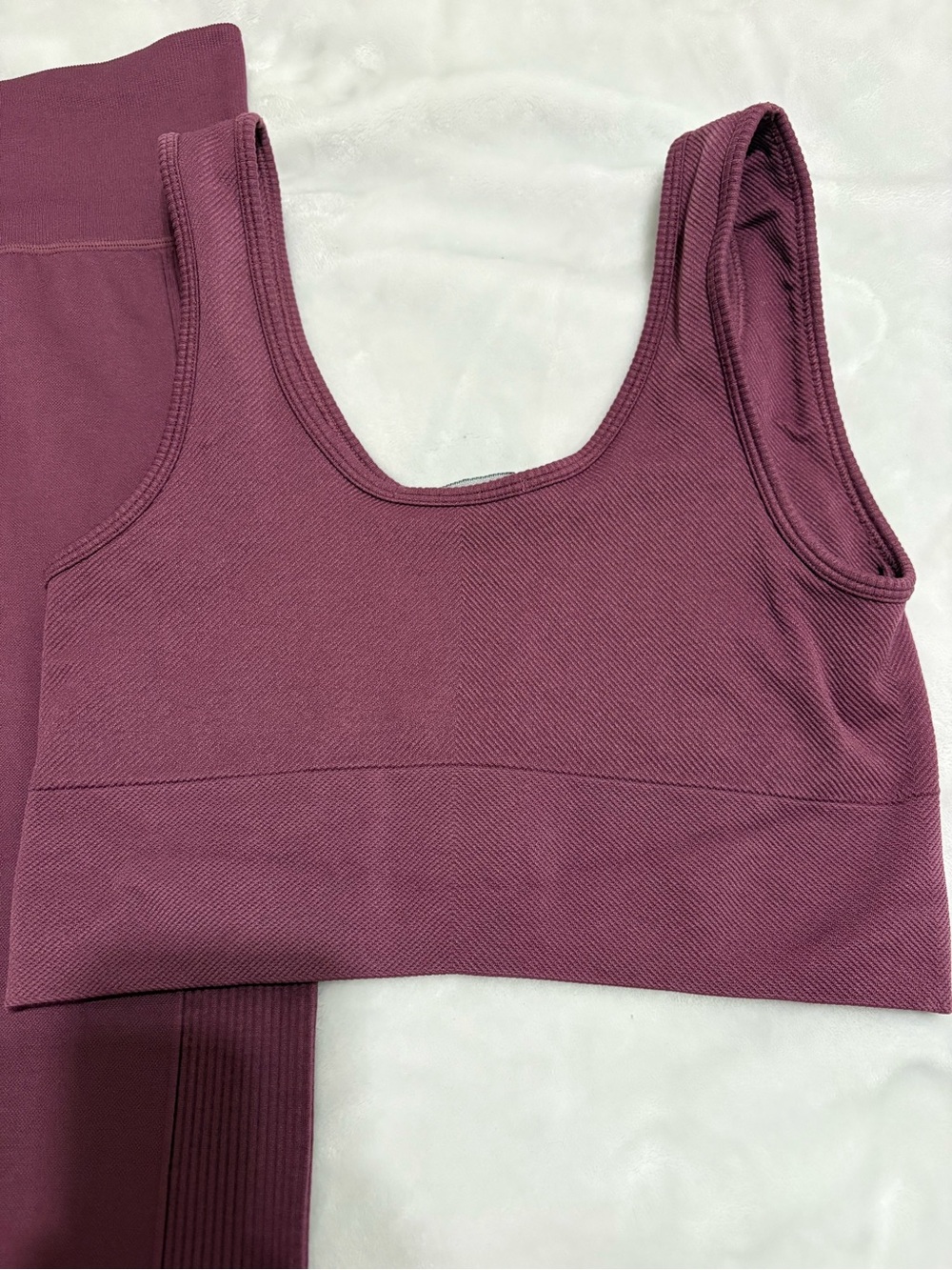 Seamless Ribbed Sports Bra and Legging Set - Mauve - Picture 3 of 5